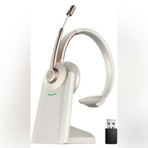 Hoyzzem Wireless Headset W/ Mic- Charging Dock - USB Dongle OPEN BOX NEW